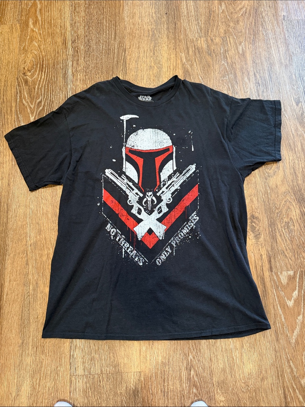 Star Wars Black Boba Fett Helmet Graphic Tee with Red Accents